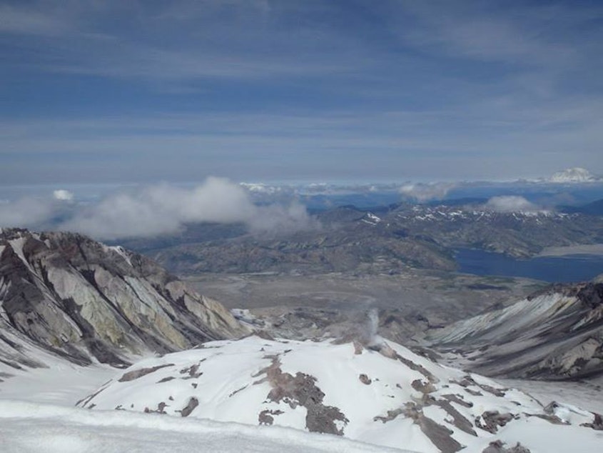 caption: The crater of Mount St. Helens.