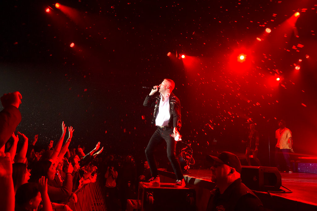 caption: Macklemore performs in concert during his "Gemini Tour" at The Fillmore on Monday, Nov. 13, 2017, in Philadelphia. 