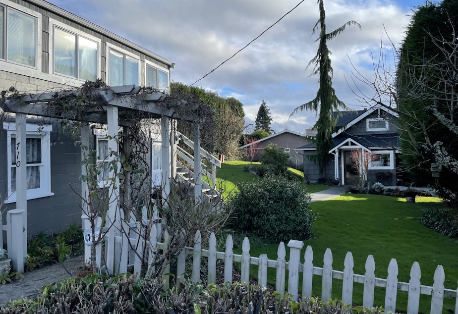 caption: A backyard cottage is one example of a missing-middle home in Edmonds, Washington.