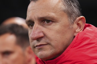 caption: U.S. coach Vlatko Andonovski watches during the Women's World Cup round of 16 soccer match between Sweden and the United States in Melbourne, Australia, Aug. 6, 2023. Andonovski stepped down, according to a statement from the U.S. Soccer Federation released Thursday, Aug. 17. The move comes less than two weeks after the Americans were knocked out of the Women's World Cup earlier than ever before.