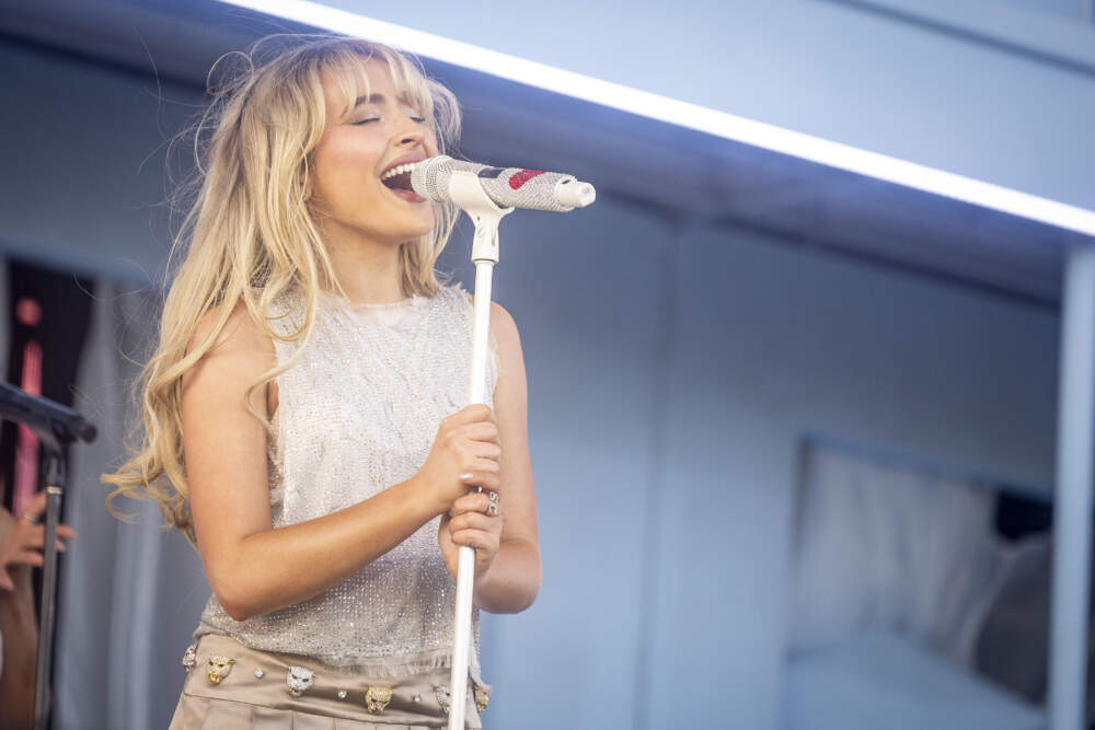 caption: Sabrina Carpenter performs onstage at the 2024 Coachella Valley Music and Arts Festival at Empire Polo Club on April 12, 2024 in Indio, California. (Emma McIntyre/Getty Images for Coachella)