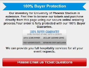 caption: A portion of a page on SBTickets.com, provided by the state Attorney General's Office, offers reassurances to potential ticket buyers for the Super Bowl. 