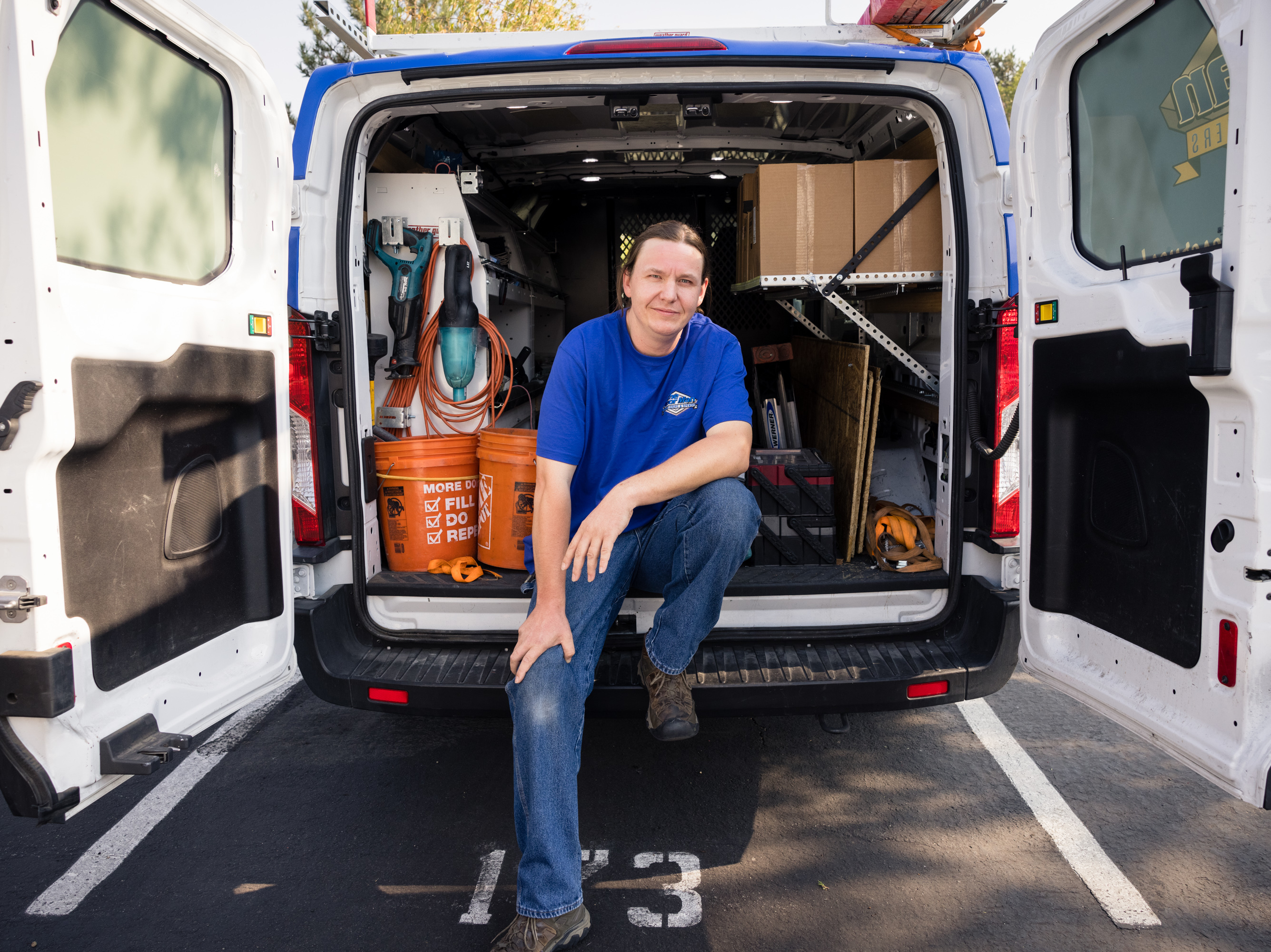 caption: Mat Pergens just wants "four walls and a roof that I can afford" for himself, his wife, his 6-year-old daughter and his baby on the way. But even that modest of a dream is out of reach these days.