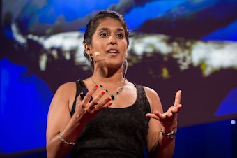 Asha de Vos speaking at TED Fellows talks, Session 1, TEDGlobal 2014, South, October 5-10, 2014, Copacabana Palace Hotel, Rio de Janeiro, Brazil. Photo: Ryan Lash/TED