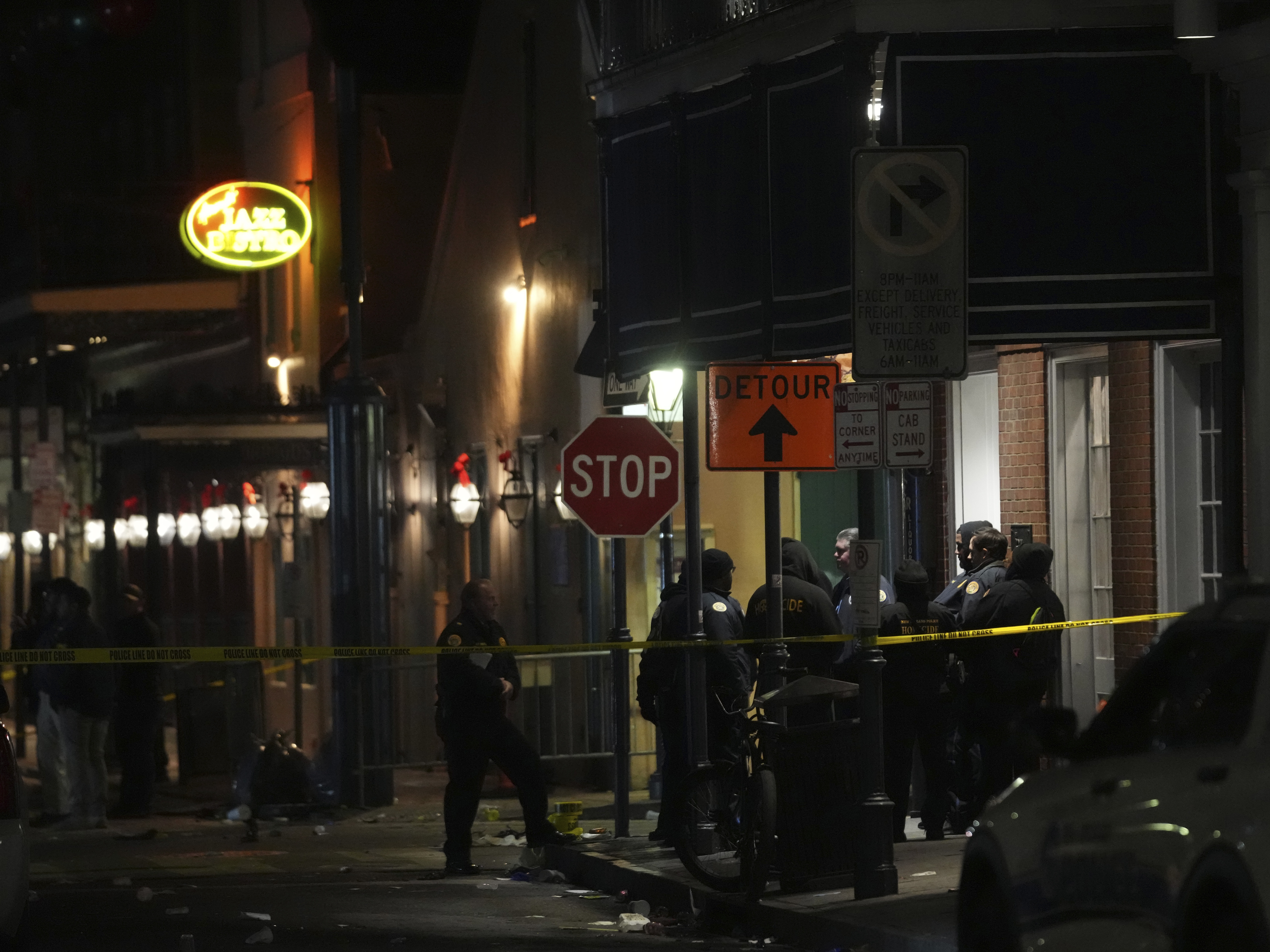 caption: Emergency services attend the scene after a vehicle drove into a crowd on New Orleans' Canal and Bourbon Street on Wednesday.
