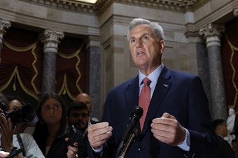caption: House Speaker Kevin McCarthy speaks to members of the media at the U.S. Capitol in Washington, D.C., on May 24, 2023. The House is set to vote on a debt deal on Wednesday.