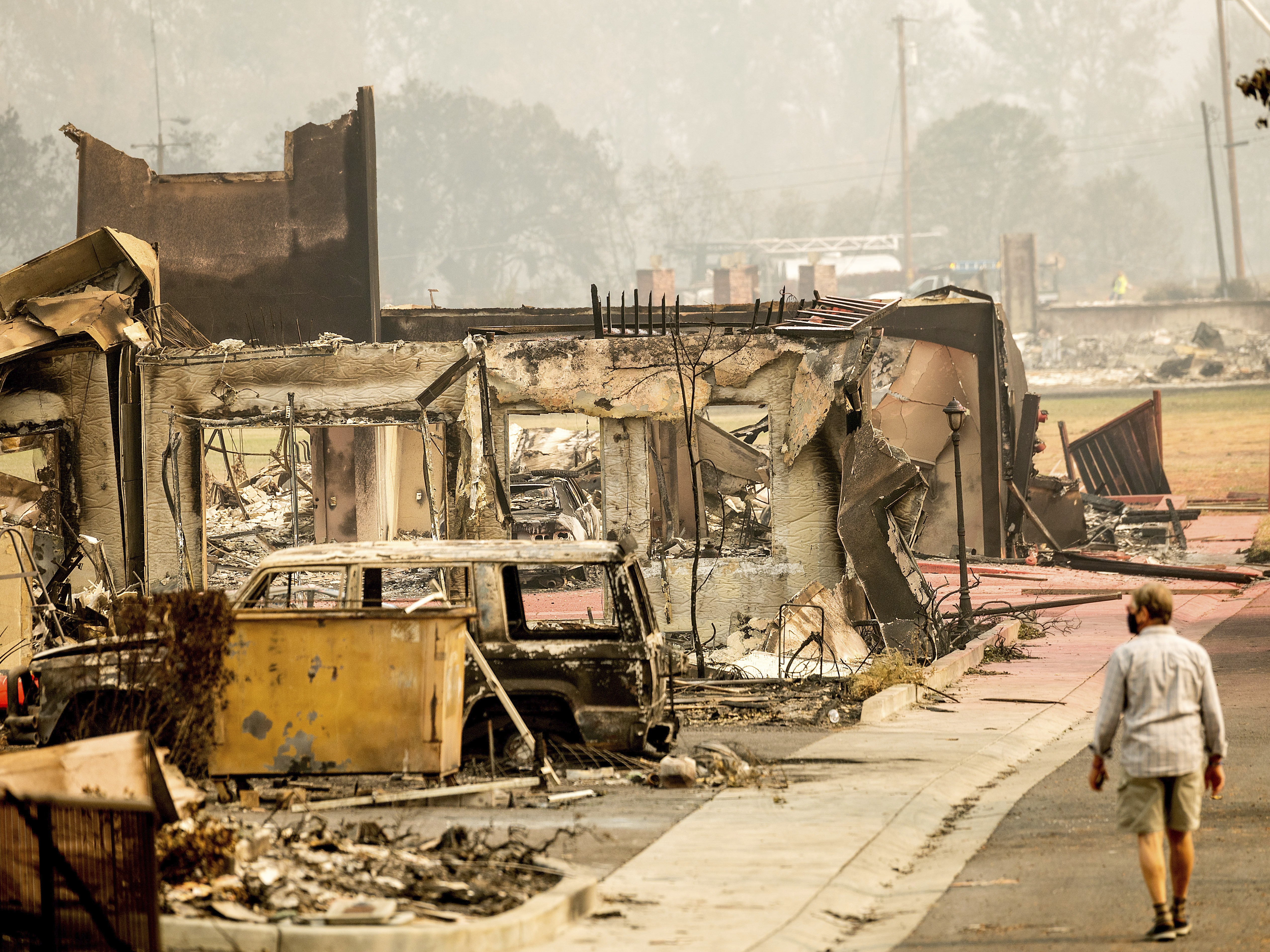caption: Homes destroyed by a 2020 wildfire in Talent, Ore. FEMA denied about 70% of assistance applications related to massive Oregon wildfires that year, an <a href="https://www.npr.org/2021/07/01/1010897265/as-western-wildfires-worsen-fema-is-denying-most-people-who-ask-for-help">NPR investigation</a> found. The agency has a long history of failing to help vulnerable disaster survivors, but reforms under the Biden administration were starting to fix those long-standing problems.