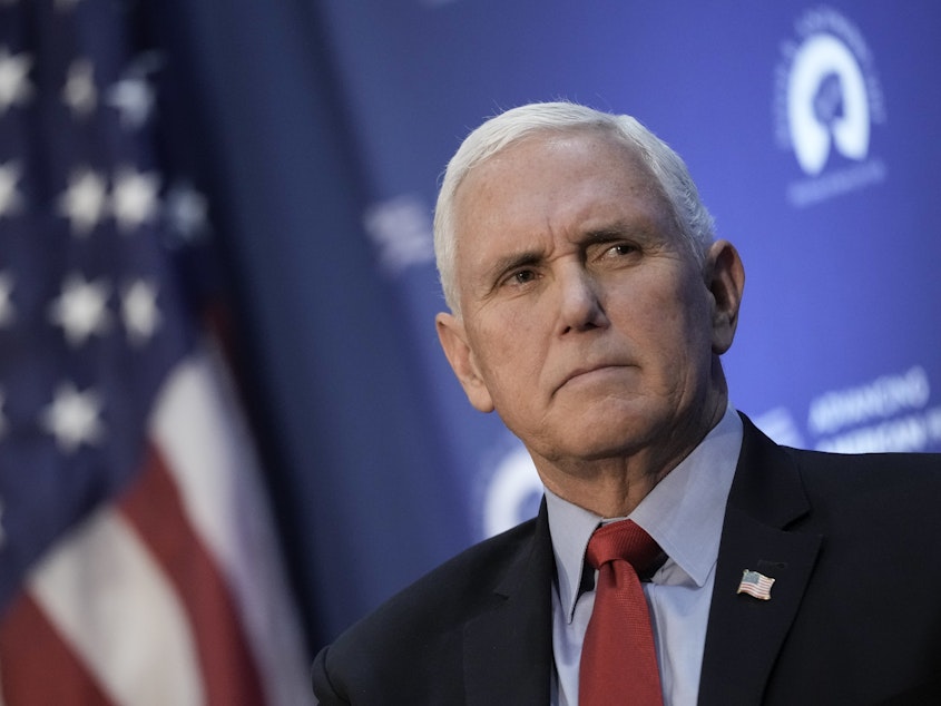 caption: Former Vice President Mike Pence, seen in November, said on Friday that former President Donald Trump is "wrong" that he could have changed the results of the 2020 election.