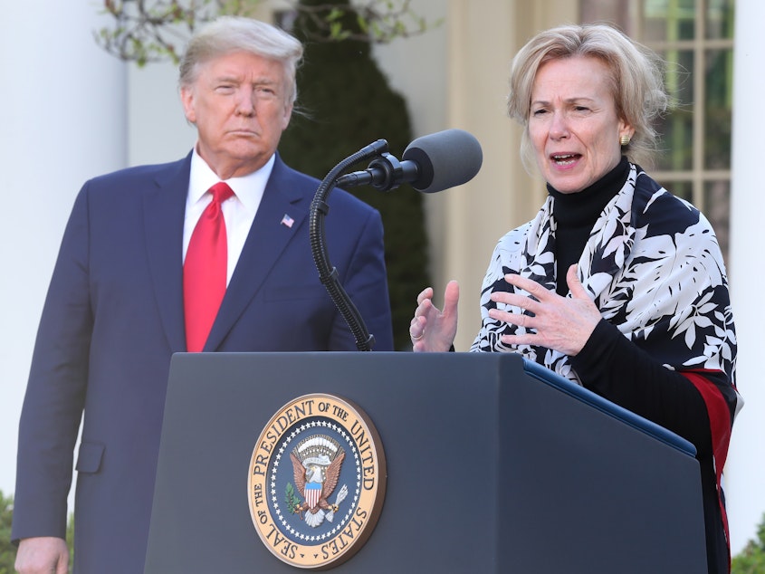 caption: At Tuesday's briefing, Dr. Deborah Birx, the White House's coronavirus response coordinator, is expected to offer details of modeling that helped convince President Trump to extend his social distance guidelines.