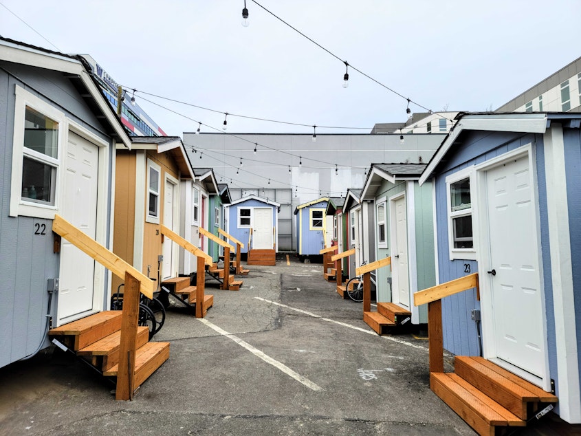 caption: When completed, Rosie's Place will have 45 tiny houses with room for 70 people. That's of the tens of thousands of people estimated to be experiencing homelessness in King County. Thursday, November 18, 2021. 