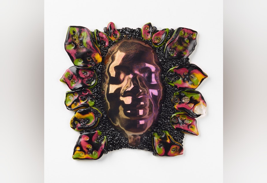 caption: Layo Bright. Adebisi VII, 2020. Kiln formed glass.