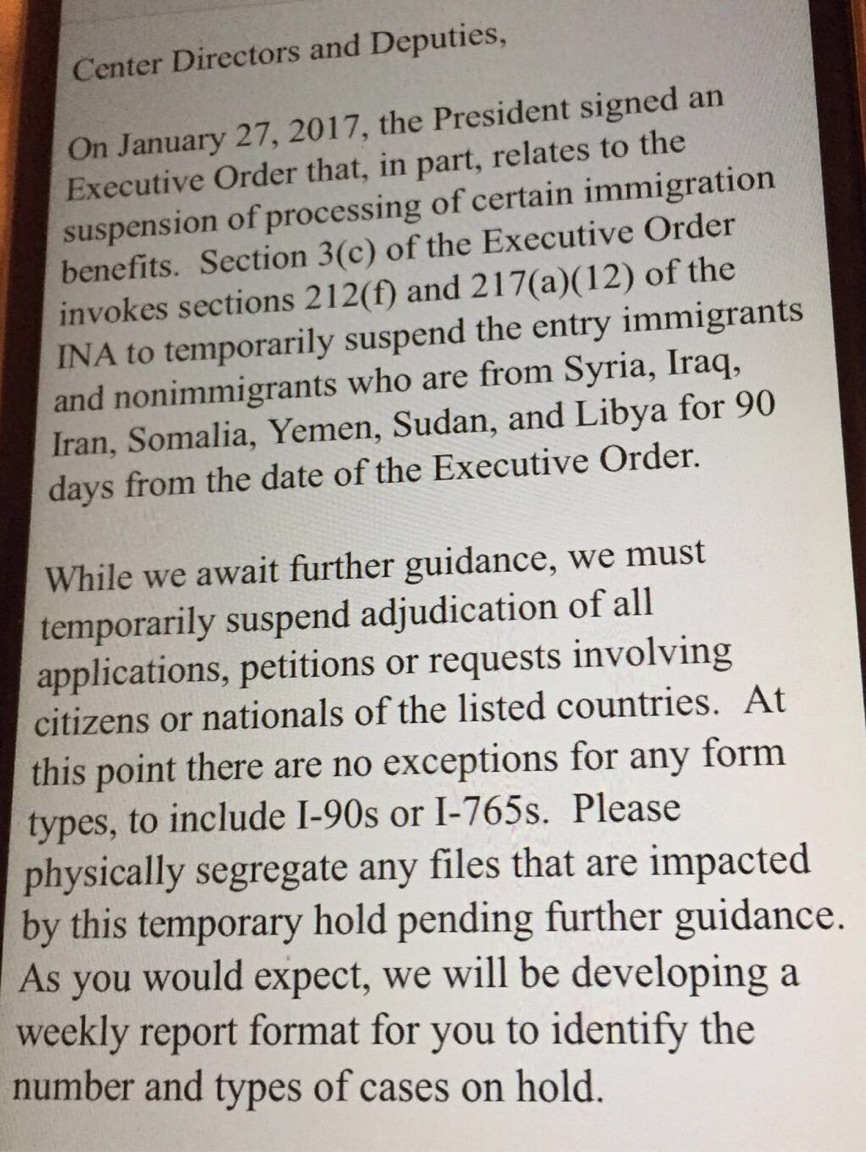 caption: Leaked policy memo from US Citizenship and Immigration Services, obtained by Northwest Immigrant Rights Project. I-90 form is green card renewal. I-765 is application for work authorization.