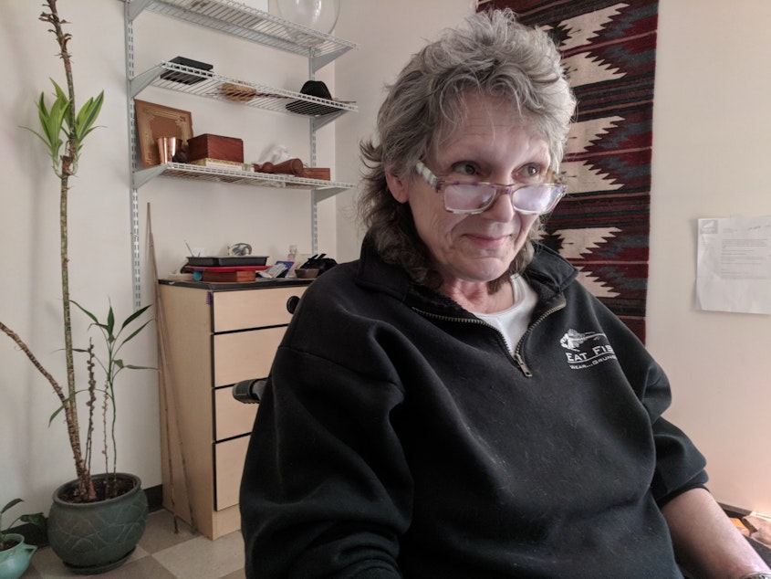 caption: Colleen Lytle has lived in permanent supportive housing for years. Before that she says she was homeless for most of her life. 
