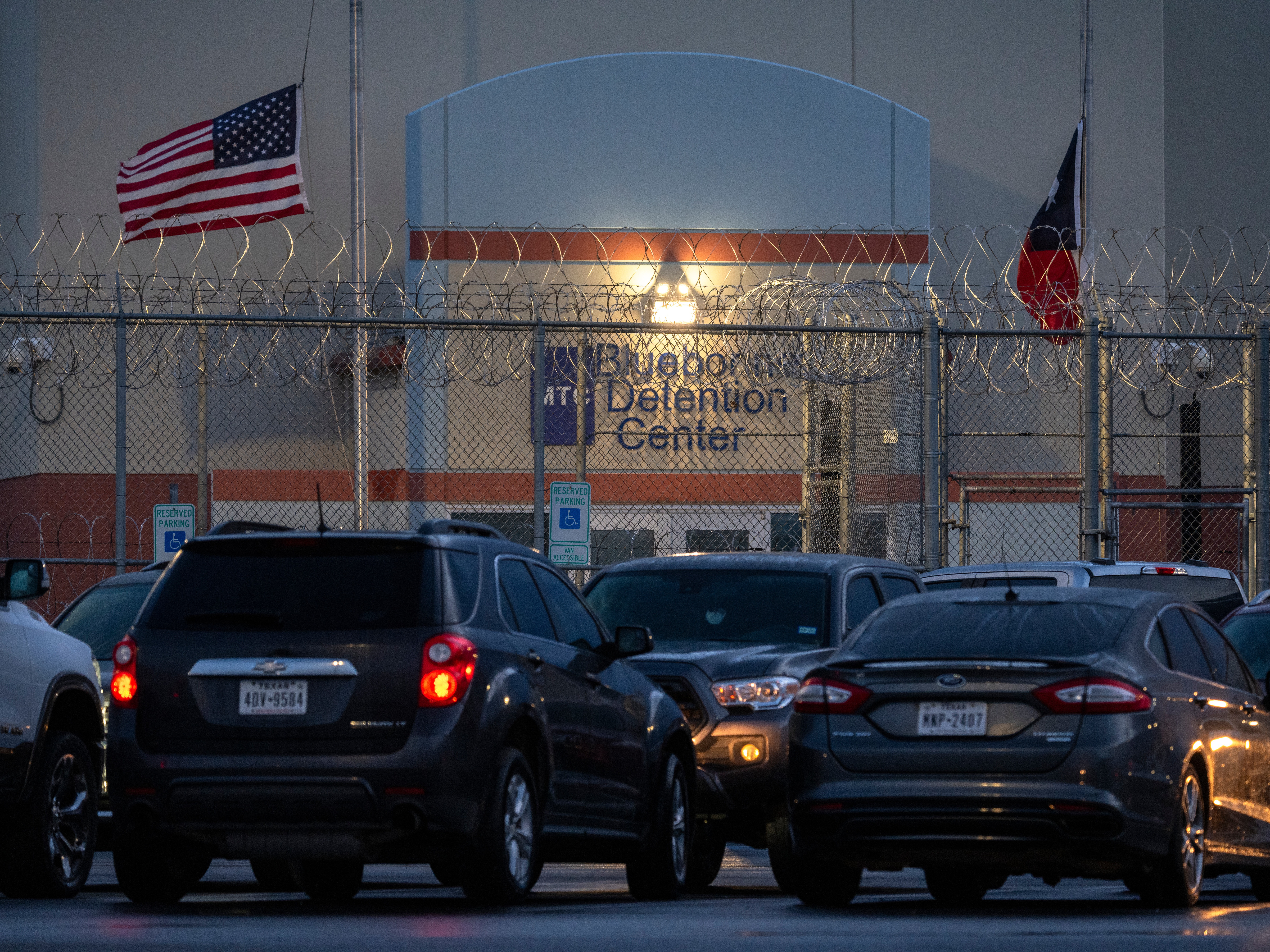 caption: The Bluebonnet Detention Center is shown on Thursday in Anson, Texas