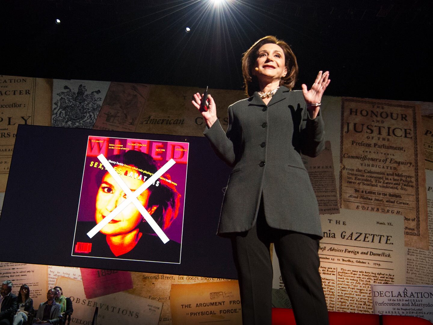 caption: Sherry Turkle giving her TED Talk