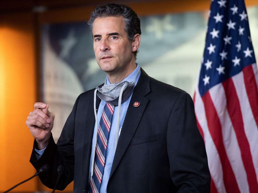 caption: Rep. John Sarbanes, D-Md., pictured in May 2020, reintroduced legislation on voting and campaign finance this year, in hope it can now become law with Democrats' control of Congress.