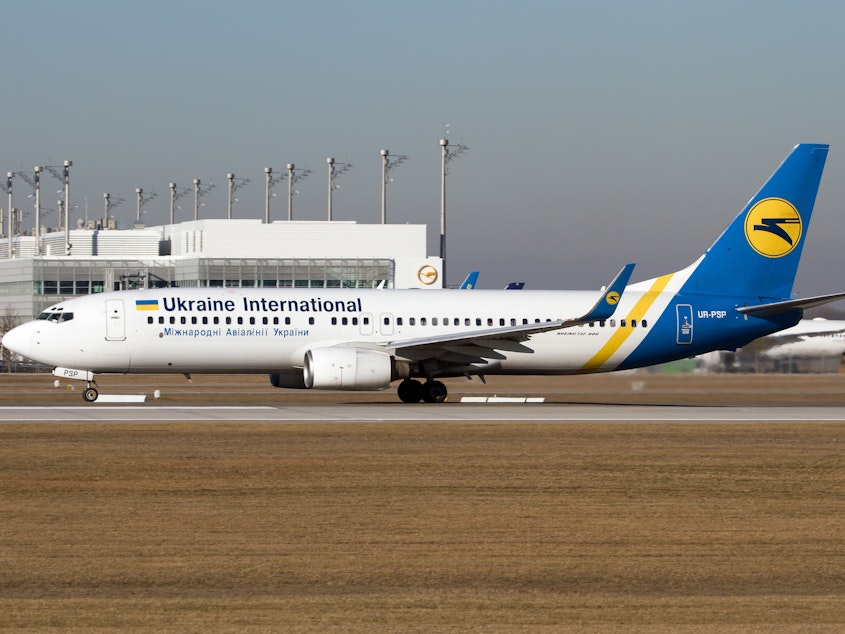 caption: A Ukraine International Airlines (UIA) Boeing 737-800 on the  runway at Munich airport in 2016. The plane is similar to the one that crashed in Iran shortly after takeoff on Wednesday.