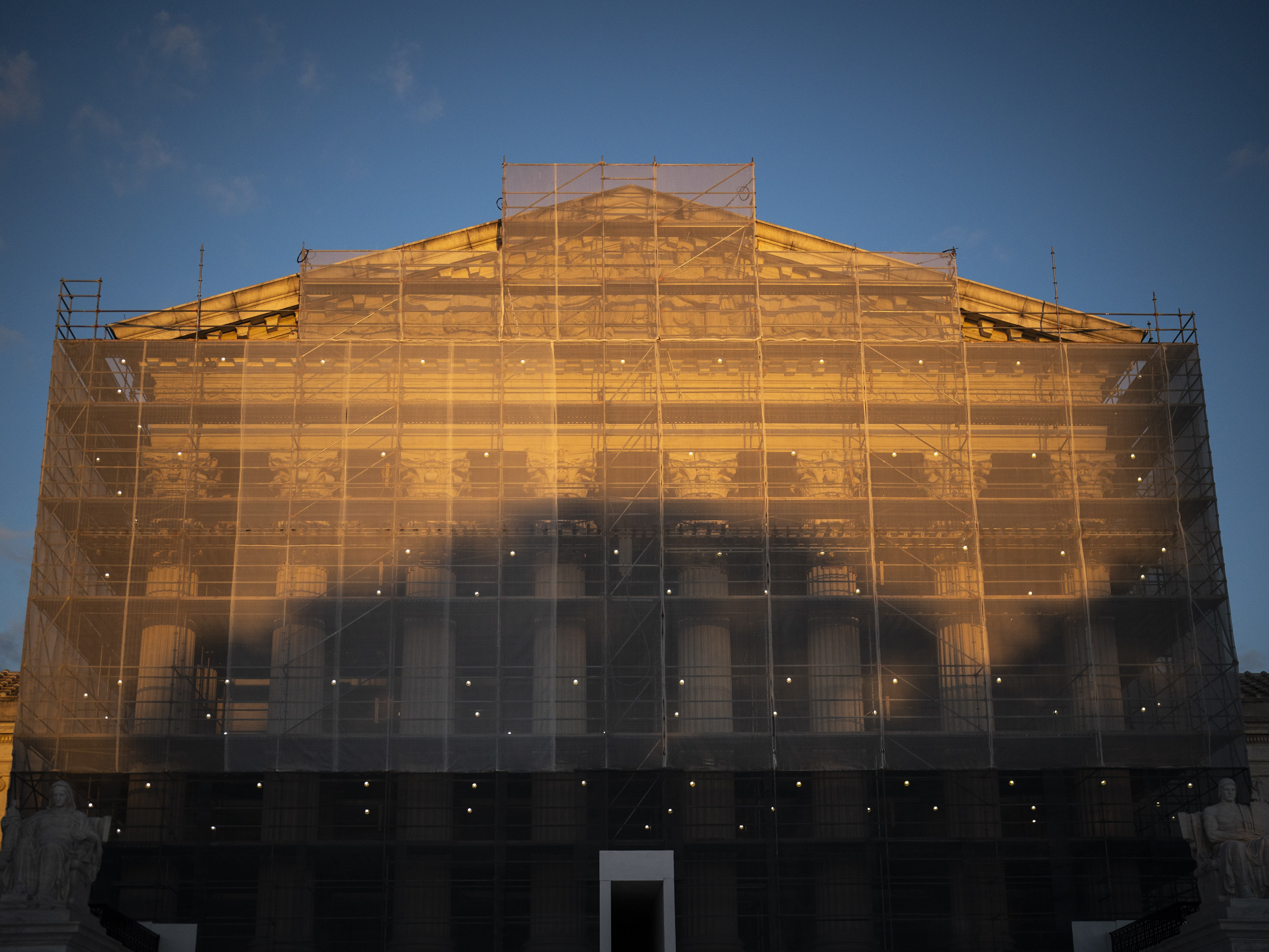 caption: The sun sets the day before the Supreme Court on Oct 6 in Washington, D.C.