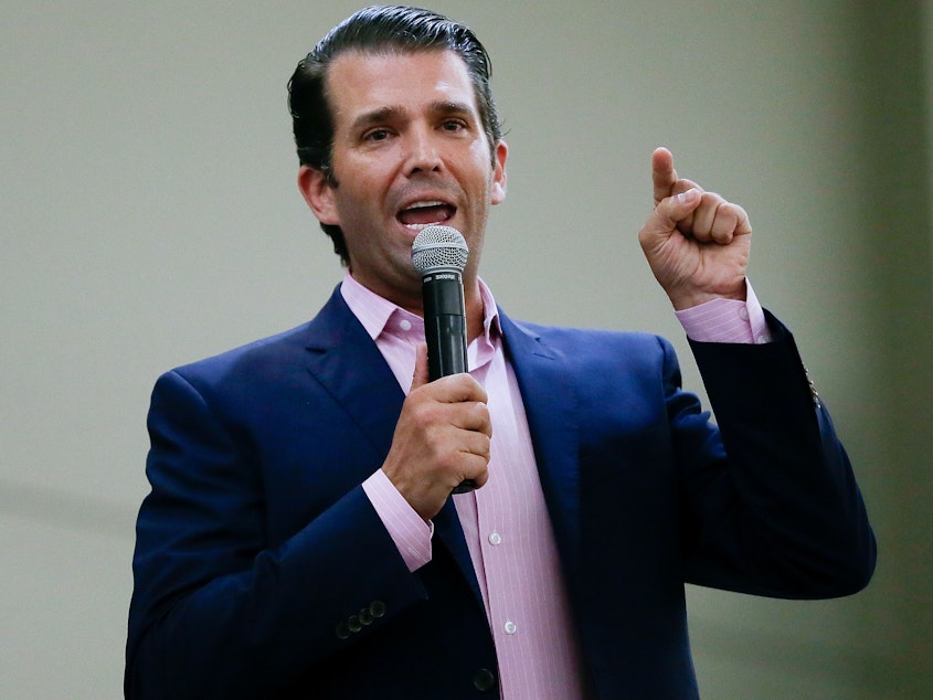 caption: Donald Trump Jr.'s account of his family's real estate negotiations with powerful Russians, which he gave to Congress in 2017, contrasts with the new version of events given Thursday by his father's former fixer in federal court Thursday.