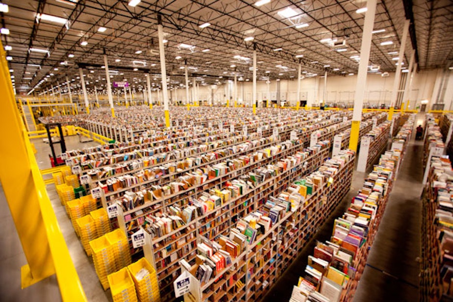 caption: An Amazon warehouse.
