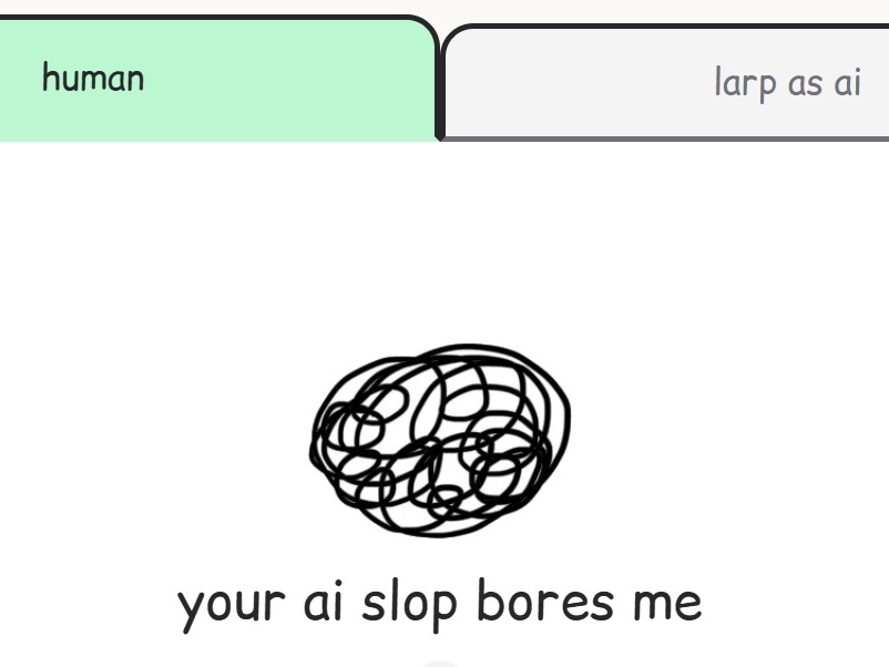 caption: Websites like <a href="http://youraislopbores.me">youraislopbores.me</a> have become playgrounds for people looking for light relief in a bot-heavy world.