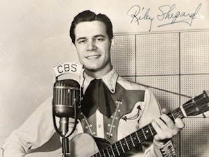 caption: In the mid-1940s, Riley Shepard was a rising talent as a singer. But he bounced from one music label to another, and never achieved stardom.