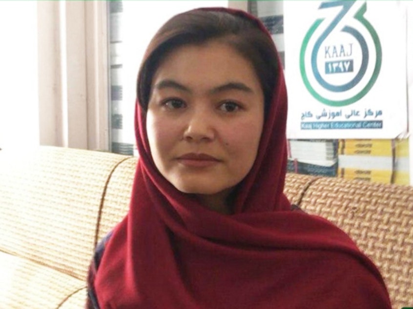 caption: Shamsia Alizada, left school in 2018 after an ISIS suicide bomber struck the academy in Kabul where she was studying. Now she's scored the highest grades on Afghanistan's nation-wide university entrance exams at a time when negotiations with the Taliban threaten the rights of women in the country.