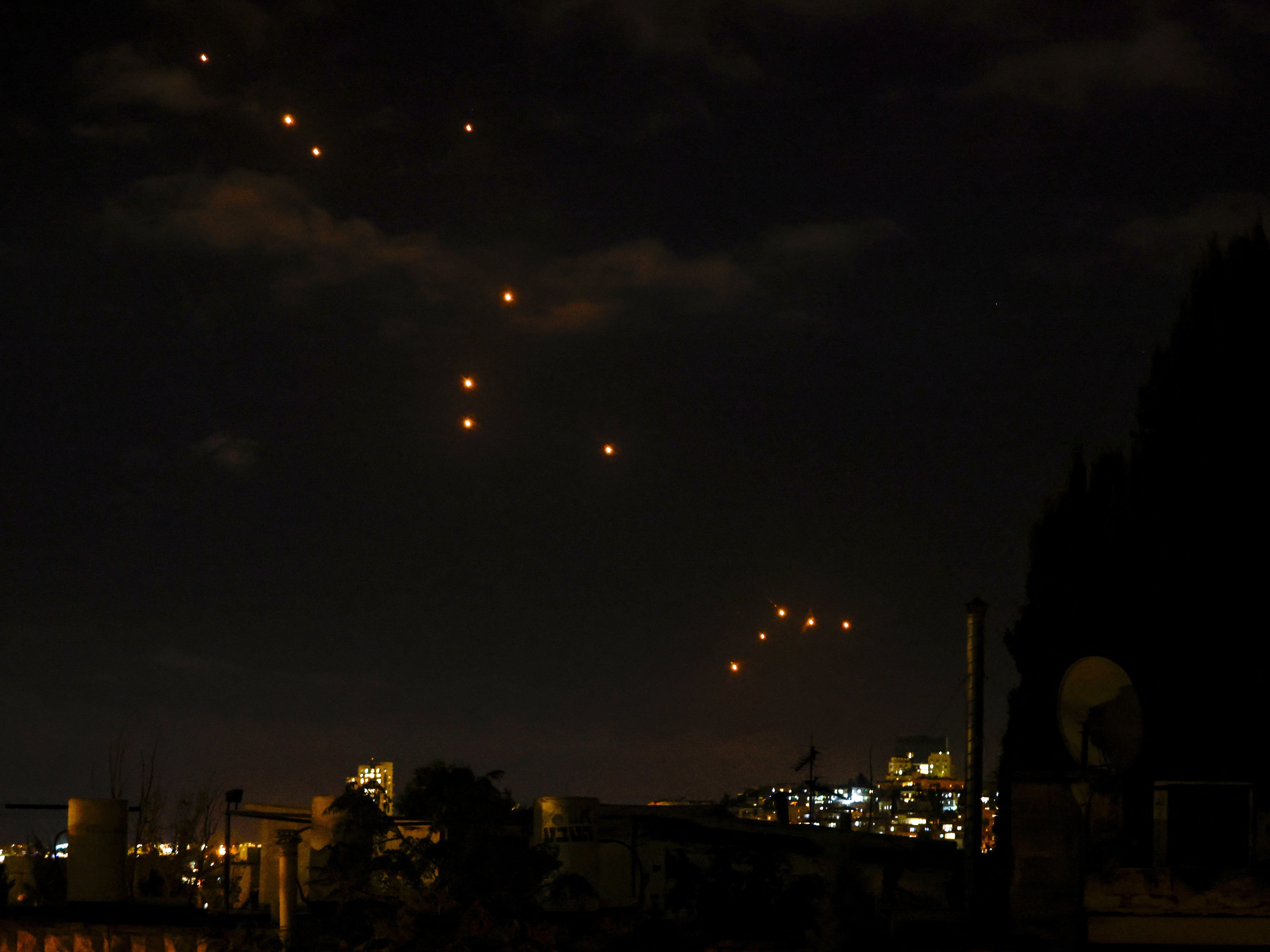 caption: This picture shows projectiles above Jerusalem, on Monday. Iran's Revolutionary Guards said a missile attack under way against Israel on in response to the killing of Hezbollah chief Hassan Nasrallah last week as well as that of the Hamas leader.