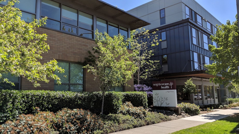 caption: Exterior of the High Point Neighborcare Health clinic in May 2019