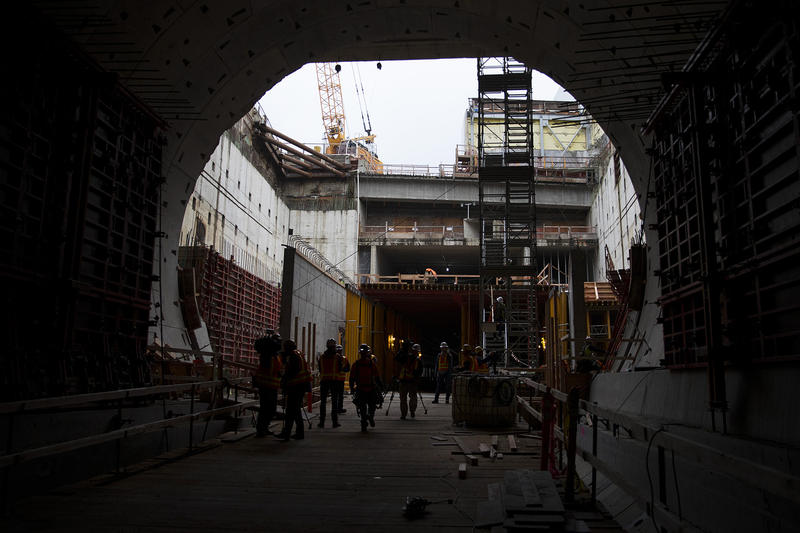 caption: Construction continues on the SR-99 tunnel on Thursday, November 2, 2017, in Seattle.

