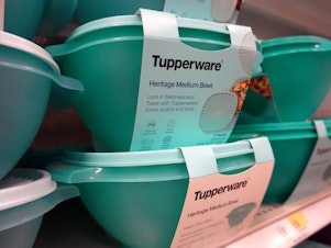 caption: Tupperware is now selling some products at Target, but it still makes most of its money through individual sellers.