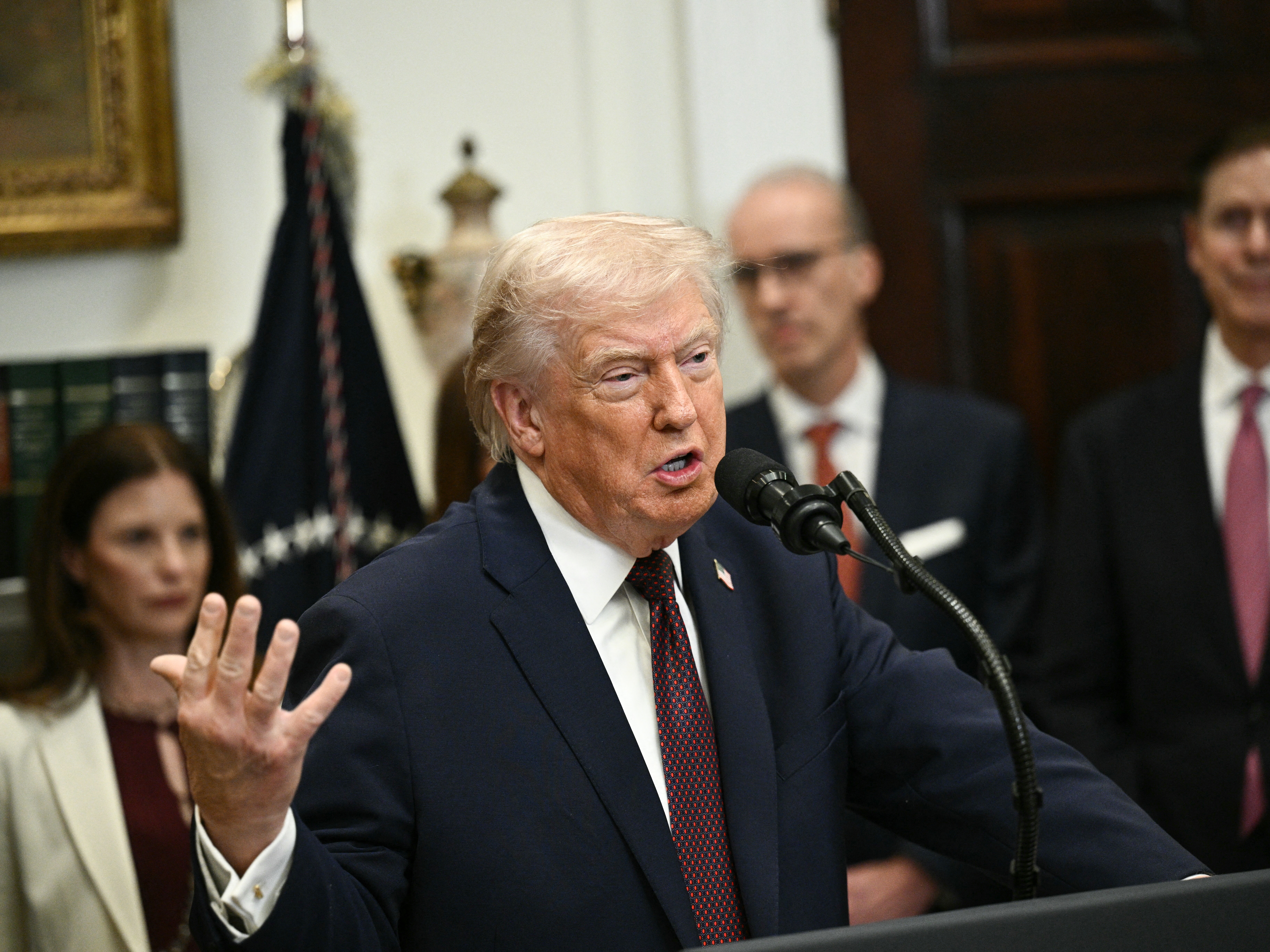 caption: President Trump unveiled deals with nine pharmaceutical companies on drug prices in a White House event Friday.