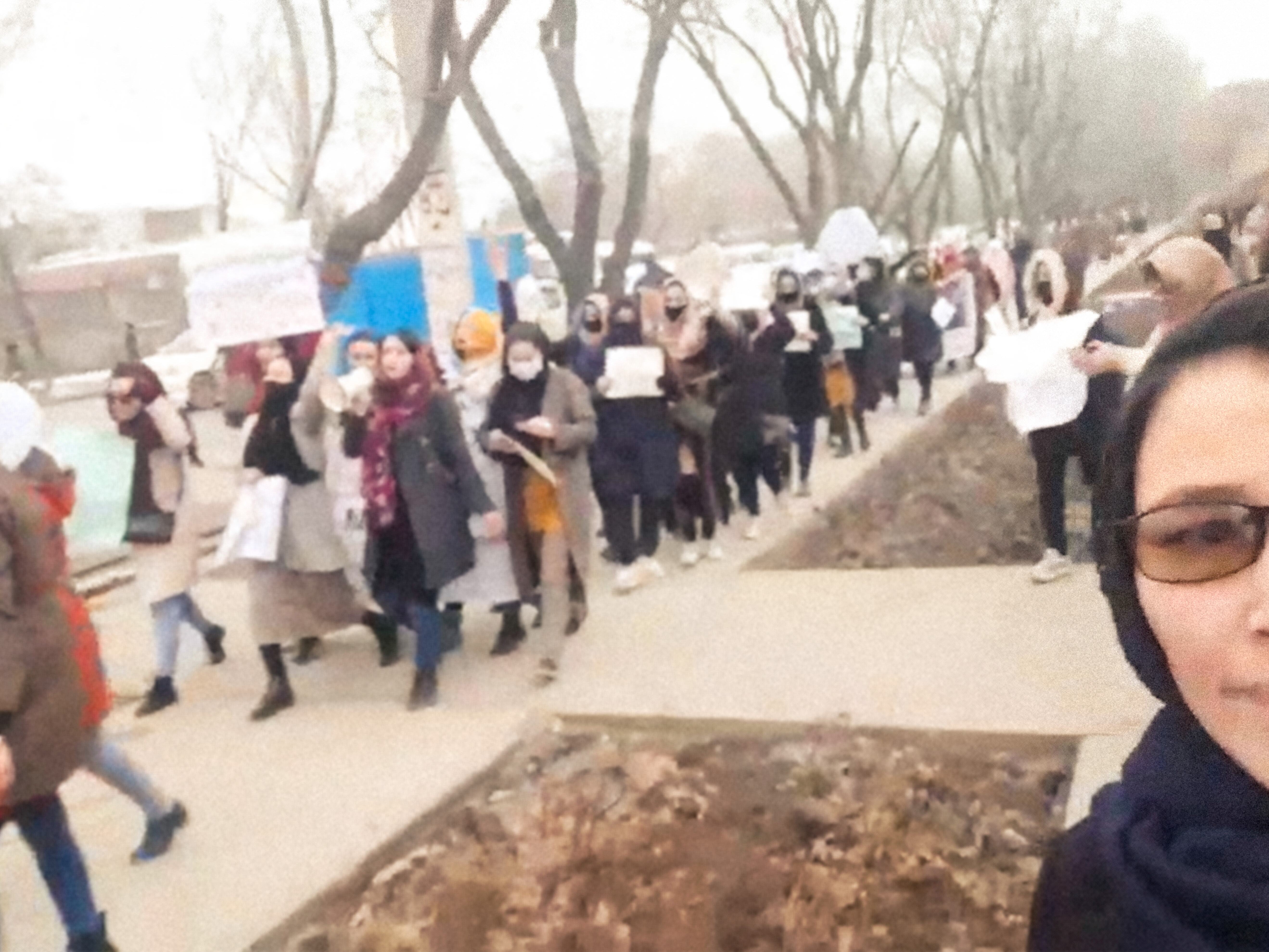caption: Sharifa Movahidzadeh is one of the three protesters profiled in <em>Bread &amp; Roses</em>, the documentary film about Taliban policies that restrict the rights of women. The film is now streaming on Apple TV+.
