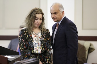 caption: RaDonda Vaught appears at a court hearing with her attorney, Peter Strianse, right, in February, 2019, in Nashville, Tenn. Vaught, a former nurse at Vanderbilt University Medical Center, was charged with reckless homicide after a medication error killed a patient.