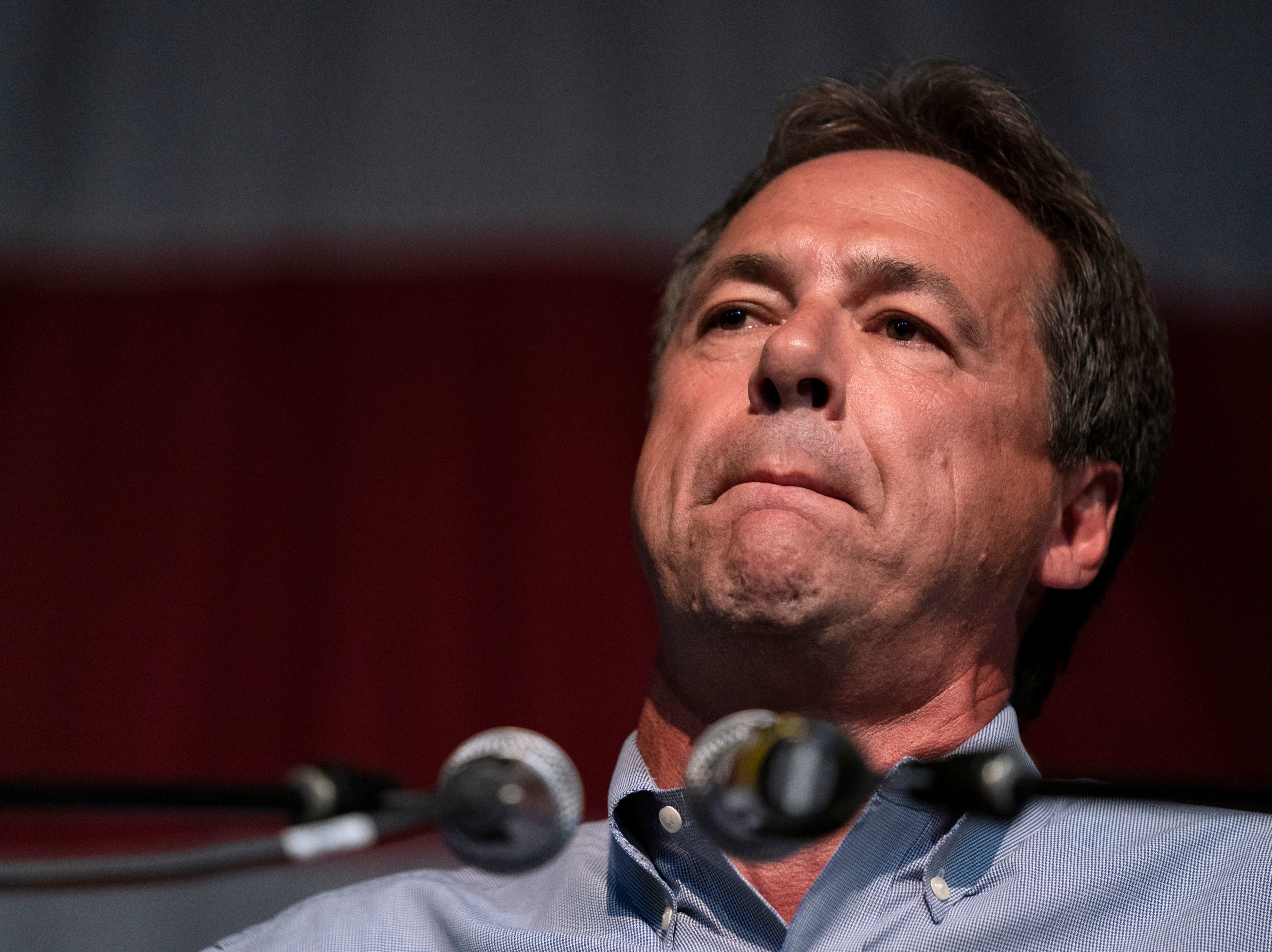 caption: Montana Gov. Steve Bullock in Clear Lake, Iowa, last August.