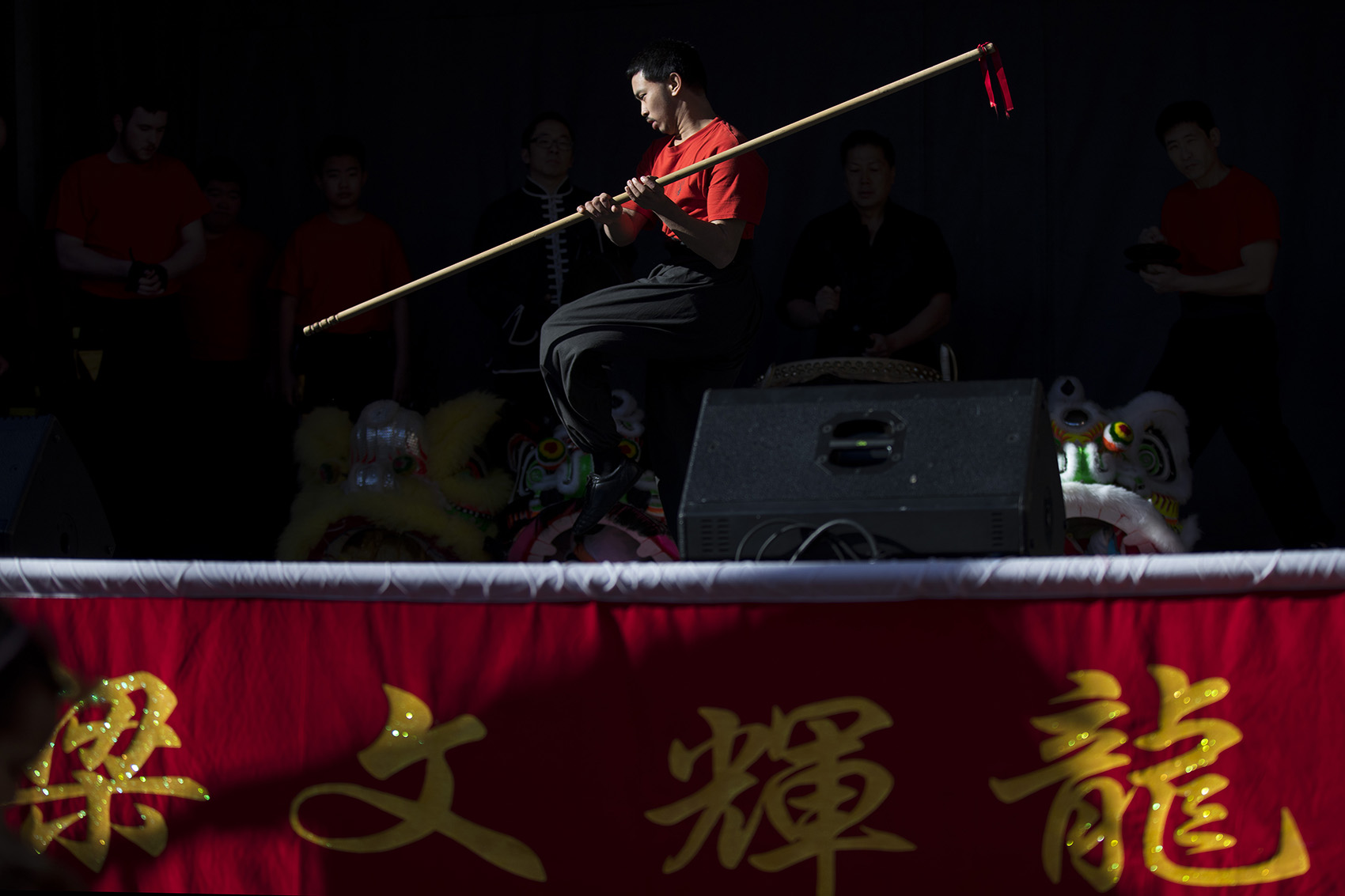 caption: Master David F. Leong Dragon & Lion Group members perform during the Lunar New Year celebration on Sunday, Feb. 11, 2018, in the Chinatown-International District in Seattle. Tap or click on the first image to see more. 