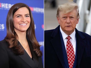 caption: CNN host Kaitlan Collins is shouldering added pressure for her network, as its town hall event with former President Donald Trump Wednesday evening takes on even greater stakes. On Tuesday, Trump was found liable for battery and defamation in E. Jean Carroll's civil suit against him.
