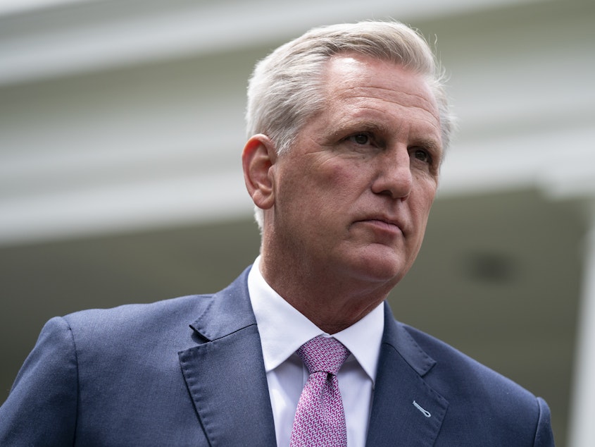 caption: House Minority Leader Kevin McCarthy, R-Calif., opposes a deal setting up a 9/11-style commission to investigate the Jan. 6 attacks on the Capitol.