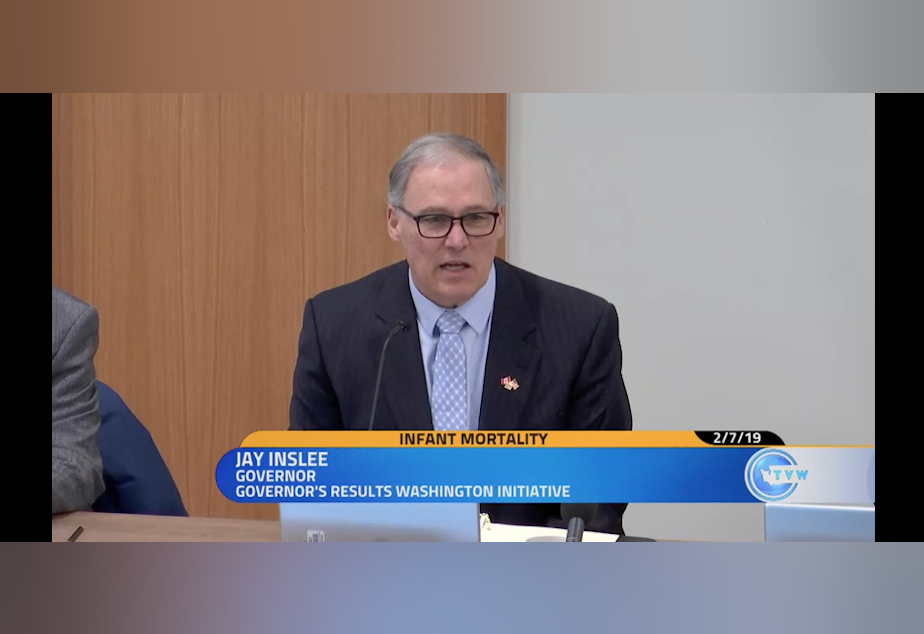 caption: Governor Jay Inslee met with Health officials Thursday to discuss infant mortality and disproportionately high rates of infant deaths among Washington's African American and Native American populations. 