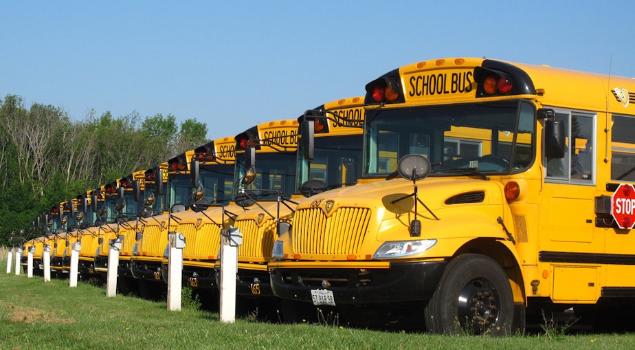 caption: School buses