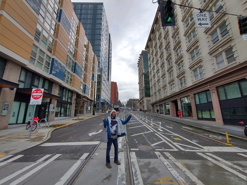 caption: Main Street and Fifth Avenue in Seattle.