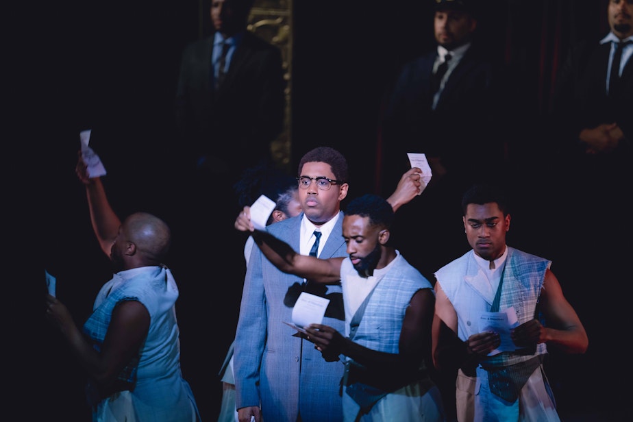 caption: A performance of the opera "X: The Life and Times of Malcolm X" in Omaha.