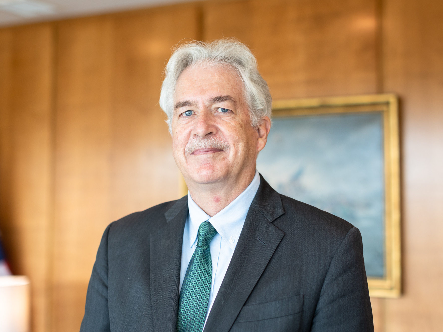 caption: CIA Director William J. Burns, seen here in his office in Langley, Va., met Taliban leader Mullah Abdul Ghani Baradar in Kabul on Monday, according to a U.S. official.