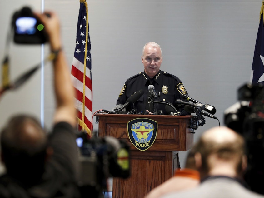 caption: Fort Worth Interim Police Chief Ed Kraus at a press conference on Tuesday regarding the death of Atatiana Jefferson.