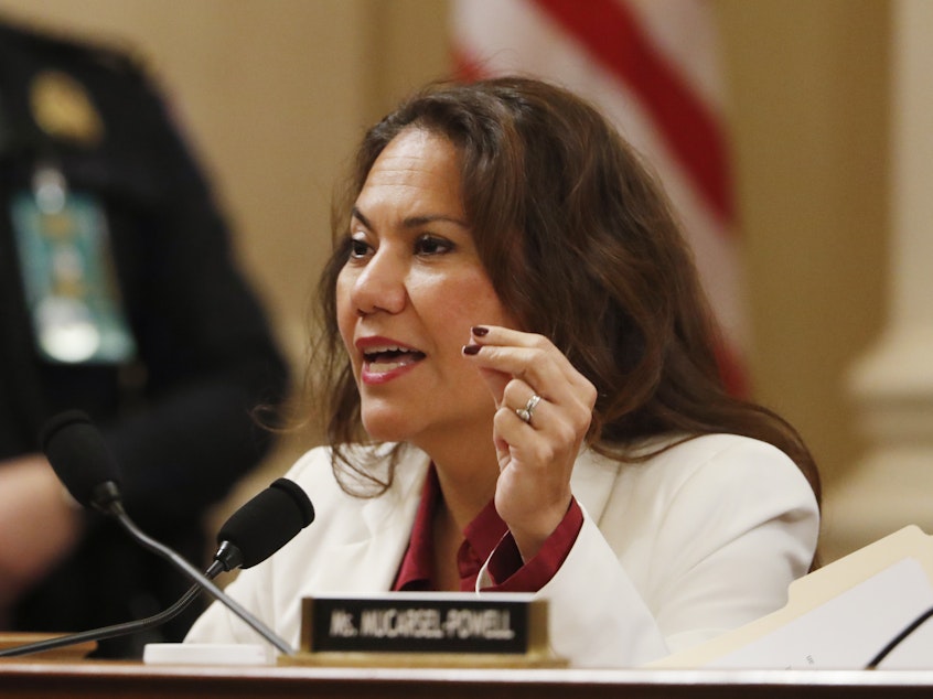 caption: Rep. Veronica Escobar, D-Texas, speaks during a House Judiciary Committee markup. She delivered the Spanish-language response to President Trump's State of the Union address Tuesday.