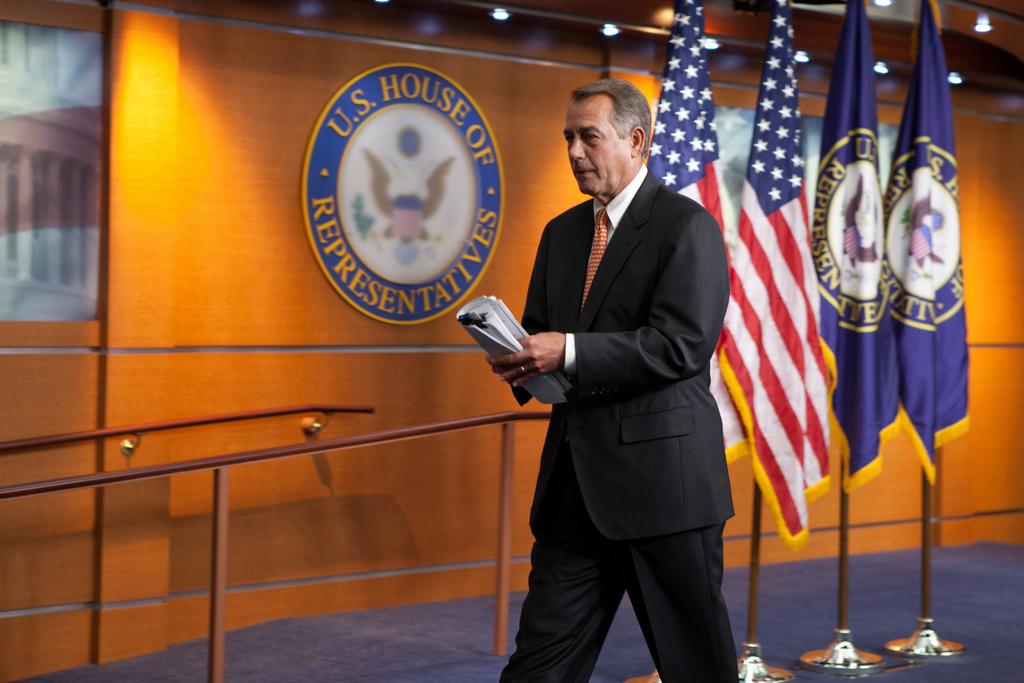 caption: John Boehner, pictured here in 2012, announced his resignation from Congress on Sept. 25, 2015.