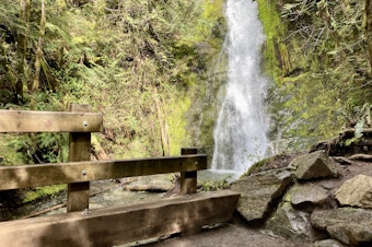 caption: The trail to Madison Falls ends with an unobscured view of the waterfall. 