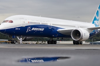 caption: A Boeing 787-9 Dreamliner taxis at Boeing Field in Seattle, Washington.