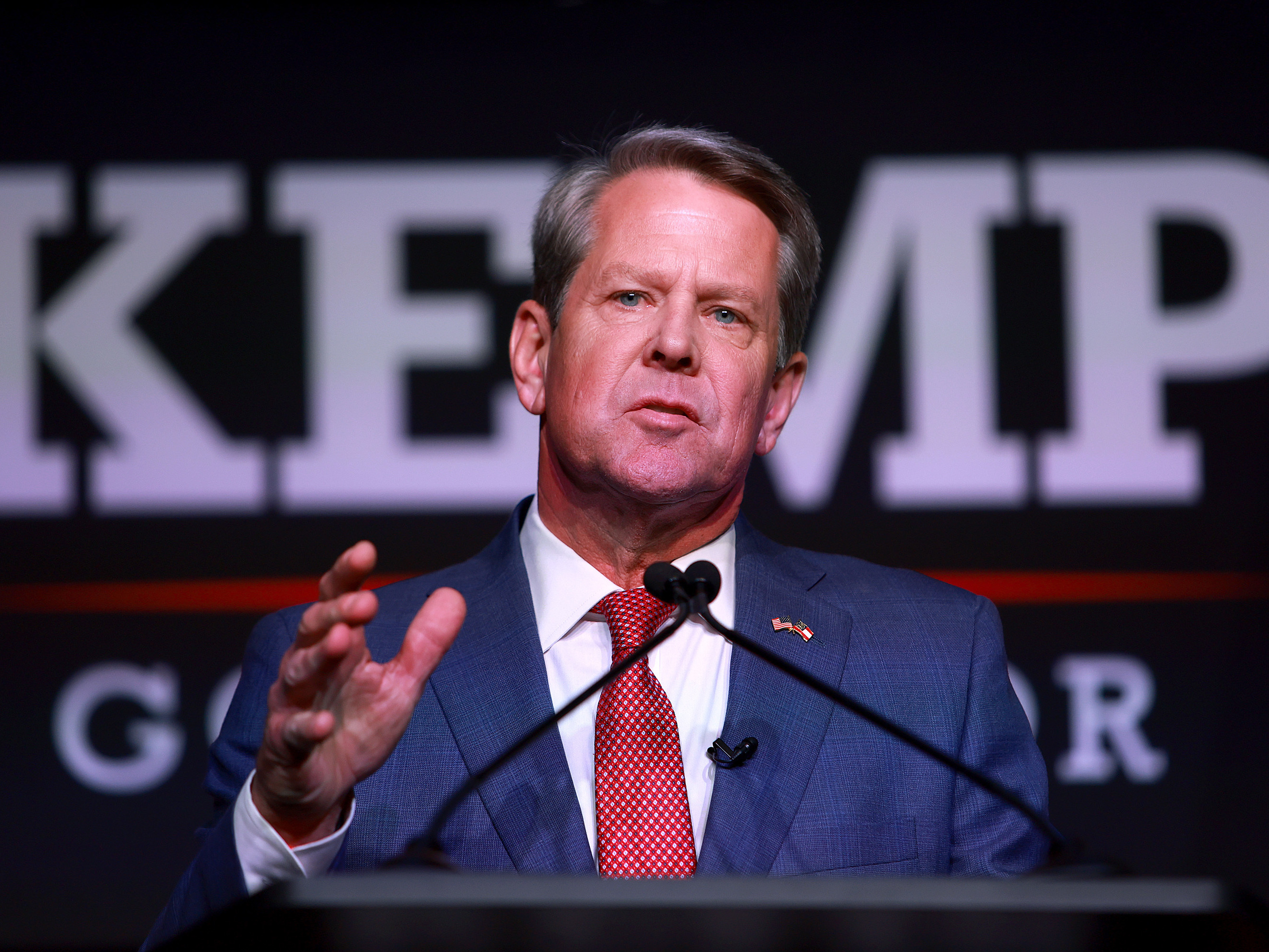 caption: Gov. Brian Kemp trounced Trump-backed former Sen. David Perdue in Georgia's Republican gubernatorial primary.