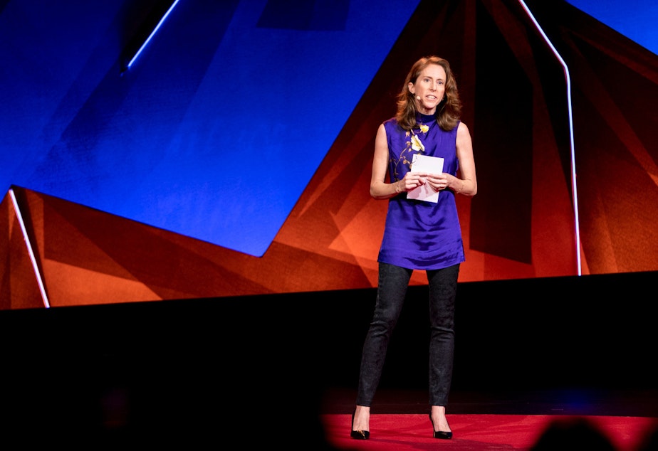 caption: Business Curator Corey Hajim speaks at TEDSummit: A Community Beyond Borders. July 21-25, 2019, Edinburgh, Scotland.